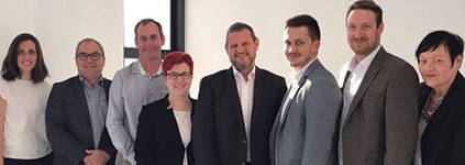 Mark Madeley (third from left) and the international delegation pictured at the new offices of SICK Automation South Africa.